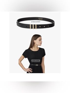 CUYANA Push Stud Leather Belt Almond Beige